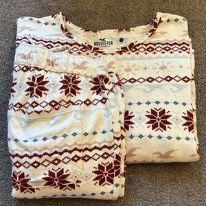 Hollister Festive Cream and Red Pajama Set